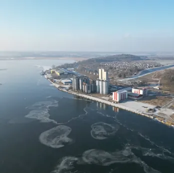 Hafen Wolgast – Luftaufnahme im Winter